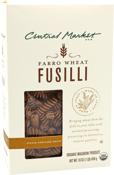 Central Market Pasta Fusilli Organica 454 G