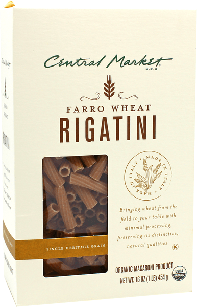 Central Market Pasta Rigatini Organica 454 G