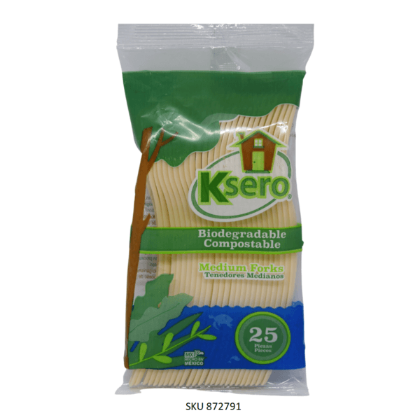 Tenedor Ksero Biodegadable Mediano 25 Pz