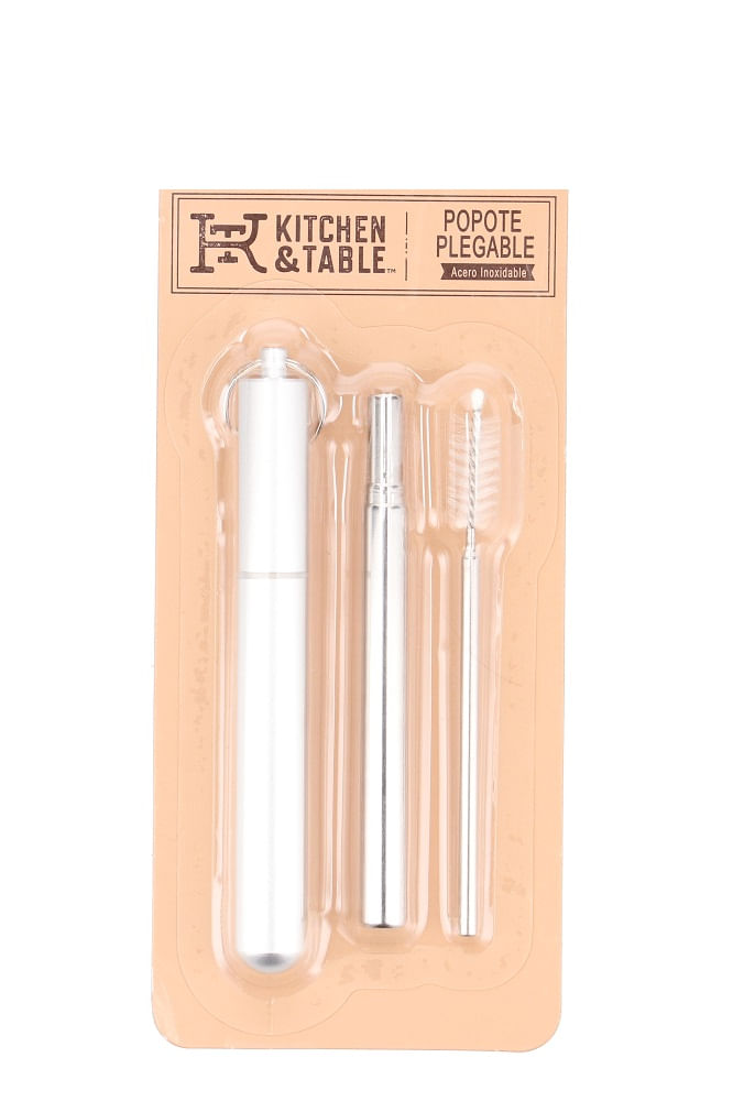 Popote Plegable Acero Inoxidable 1 Pz