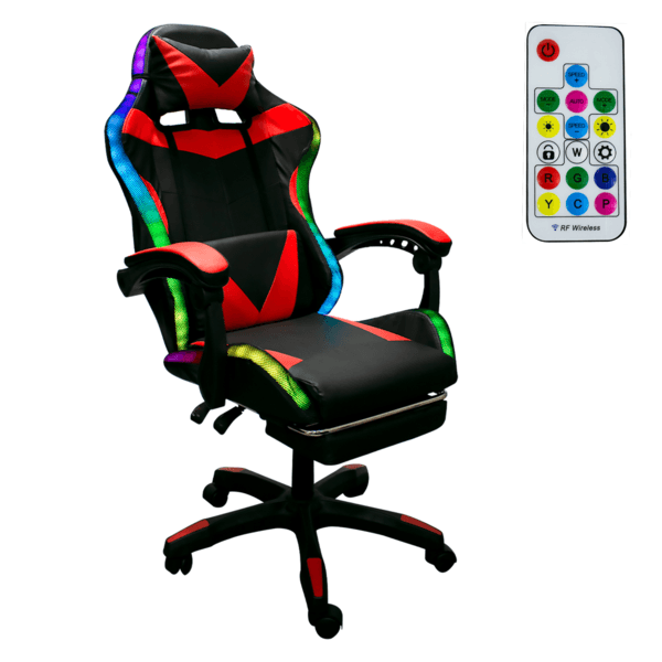 Titano Silla Gamer Luz Led Pvc Negro Y Rojo 1 Pz