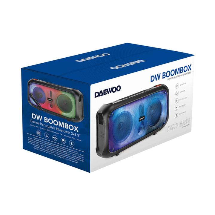 Bocina Daewoo Boombox 2x6.5" Dw1987, Bluetooth, Tecnología Tws, Potencia De 5,000w P.M.P.O