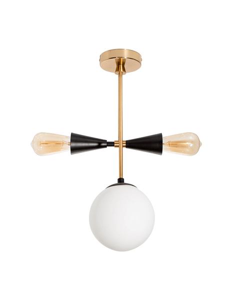Lámpara De Techo Dorado Y Negro 3 Luces Socket E2 1 Pz