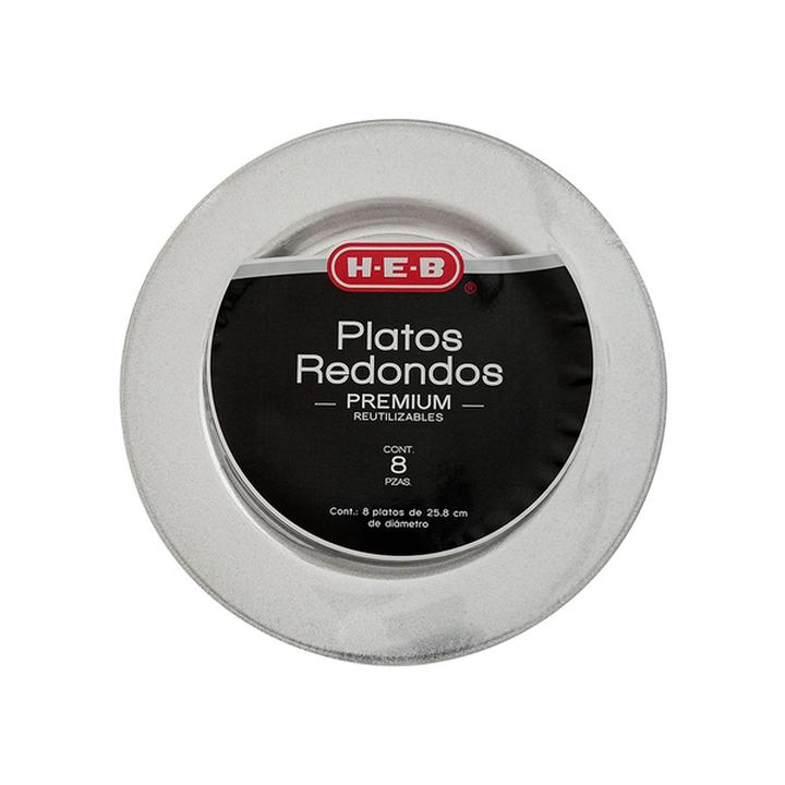 Heb Platos Reutilizables Brillos Premium Redondos 25.4 Cm 8 Pz