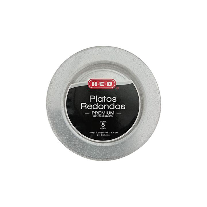 Heb Platos Reutilizables Brillos Premium Redondos 17.8 Cm 8 Pz