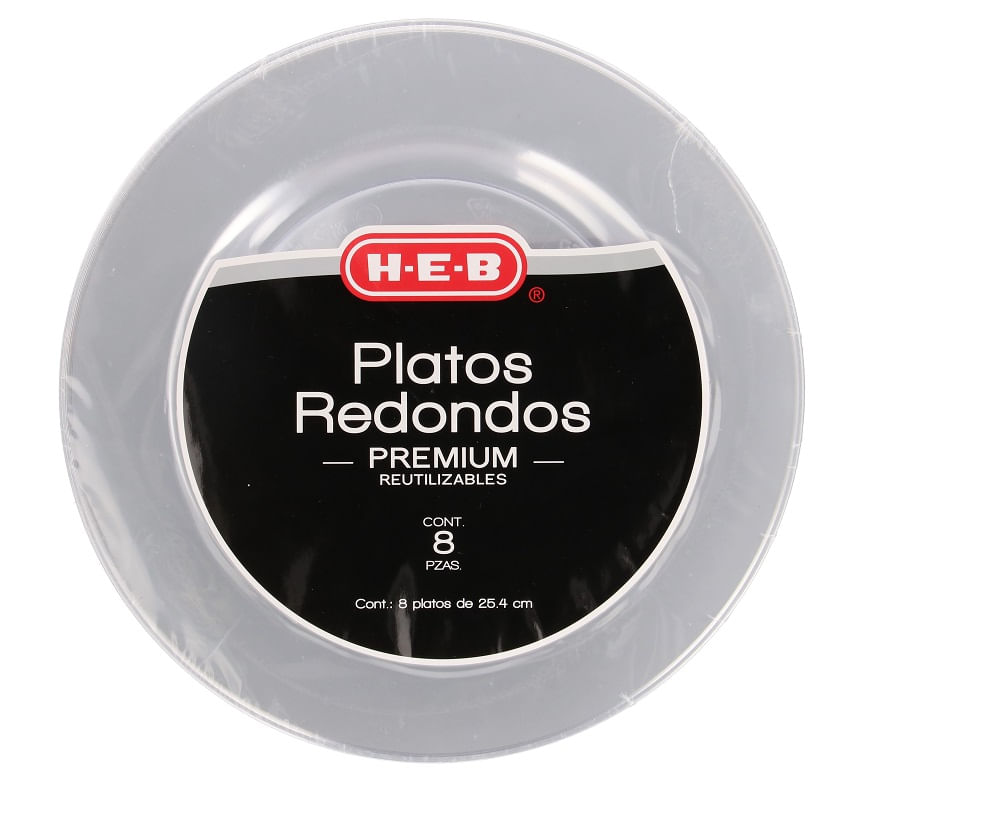Heb Platos Reutilizables Clear Premium Redondos 25.4 Cm 8 Pz