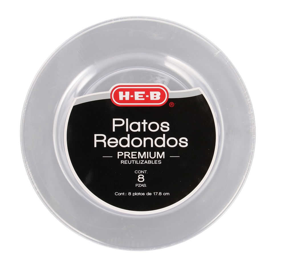 Heb Platos Reutilizables Clear Premium Redondos 17.8 Cm 8 Pz