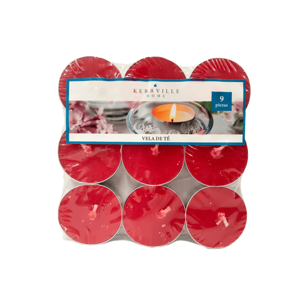 Kerville Home Velas De Té Aromáticas Rojo 3 Cm Con 9 Pz