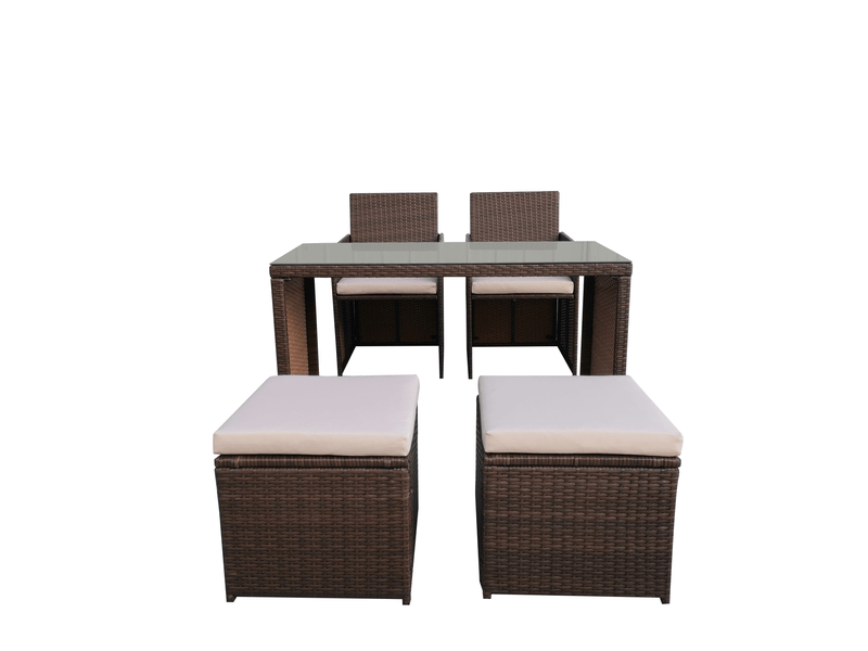 Outdoor Solutions Set De Patio Poliéster Y Mimbre Kaki 5 Pz
