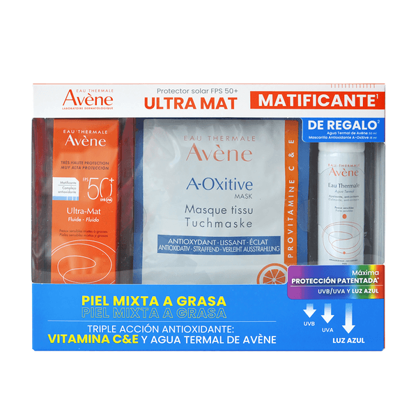 Avene Kit Solares Ultra Mat +Agua Termal+ A-Oxitive Mascarilla 117 Ml