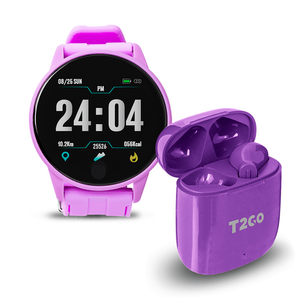 T2go Smartwatch + Audífonos Inalámbricos Tg-P58532 Hyper Morado 1 Pz
