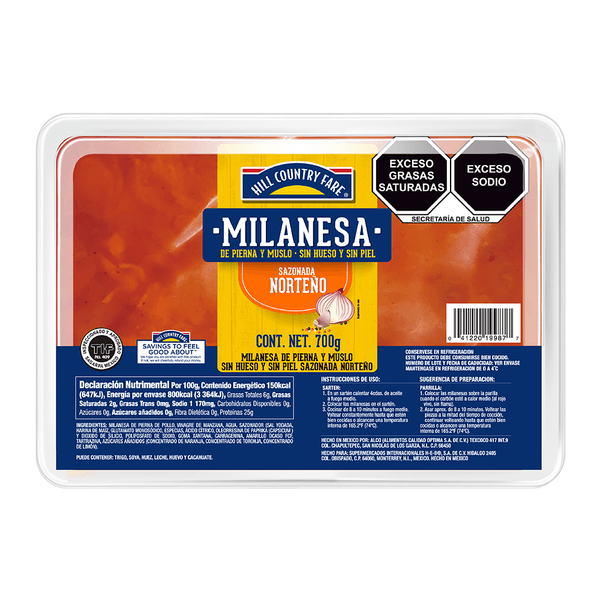 Hcf Milanesa De Pollo Pierna Norteño 700 G