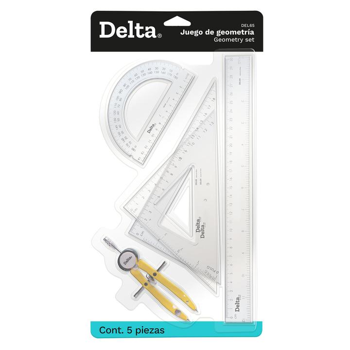 Juego De Geometría Delta Con Compás Metalico