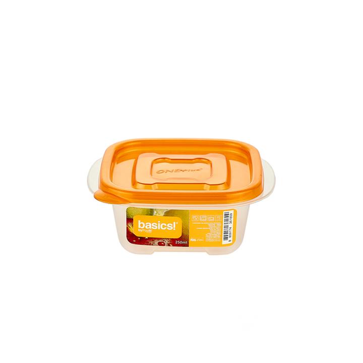 Basics! Recipiente De Plástico Cuadrado 250 Ml