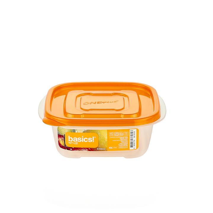 Basics! Recipiente De Plástico Cuadrado 610 Ml