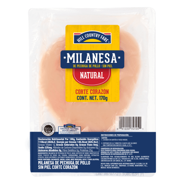Hcf Milanesa De Pollo Natural Corte Corazón 170 G