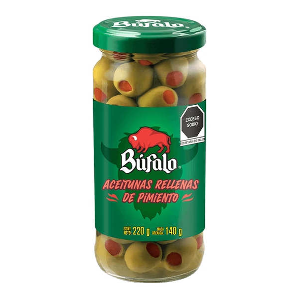 Búfalo Aceitunas Rellenas De Pimiento 220 G