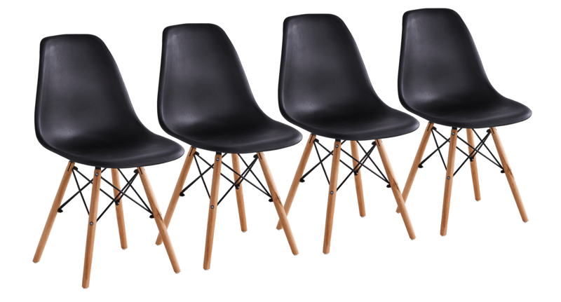 Kerrville Set De 4 Sillas Eames Negras