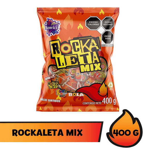Bolsa Surtida De Dulces Picositos Rockaleta Mix 400 G
