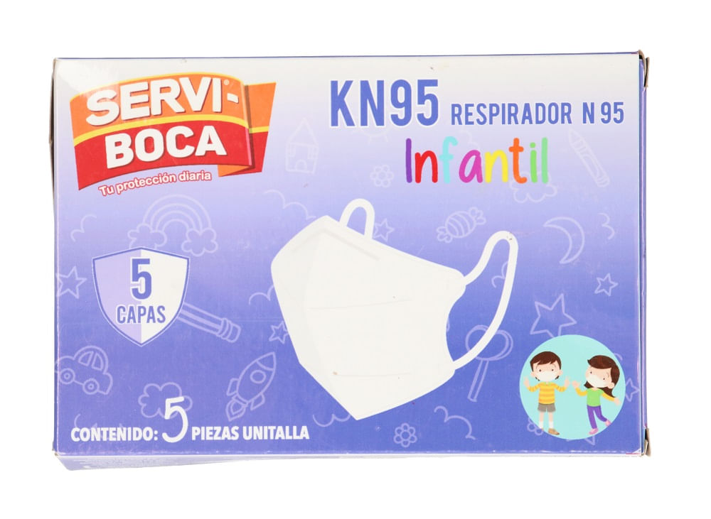 Cubre Bocas Servi Boca Kn95 Infantil 5 Cj