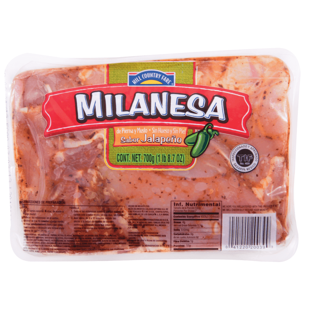 Hcf Milanesa De Pollo Pierna Jalapeño 700 G