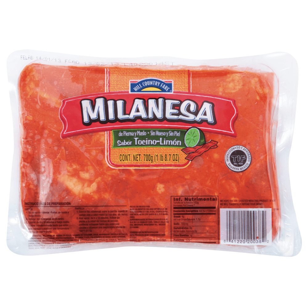 Hcf Milanesa De Pollo Pierna Tocino-Limon 700 G