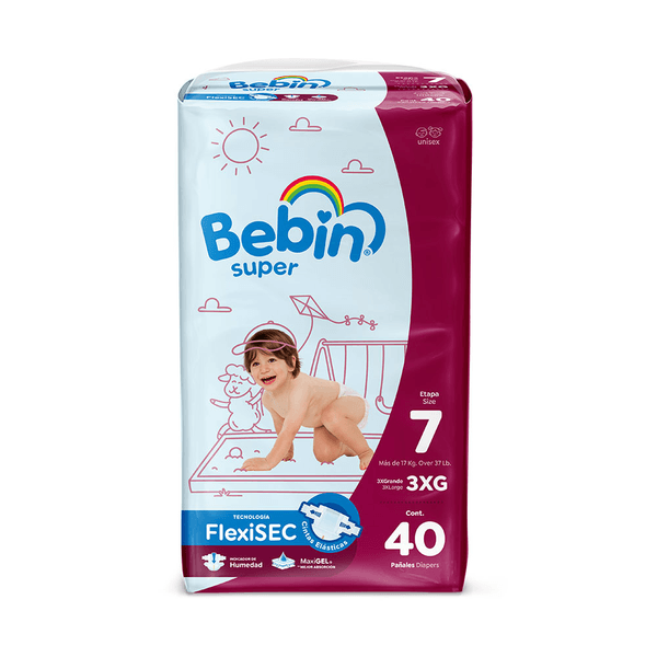 Pañales Para Bebé Bebin Super Unisex Etapa 7 3xg Con 40 Pañales