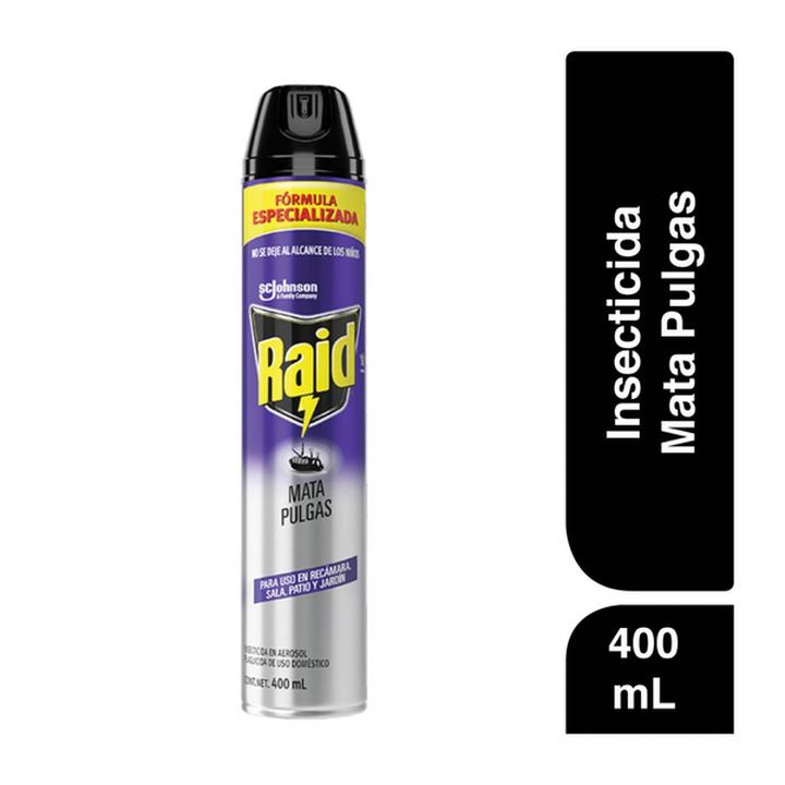 Raid Insecticida En Aerosol Mata Pulgas Fórmula Especializada 400 Ml