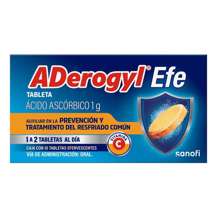 Aderogyl Efe Vitamina C Para Prevención Del Resfriado Común 10 Tabletas De 1 G