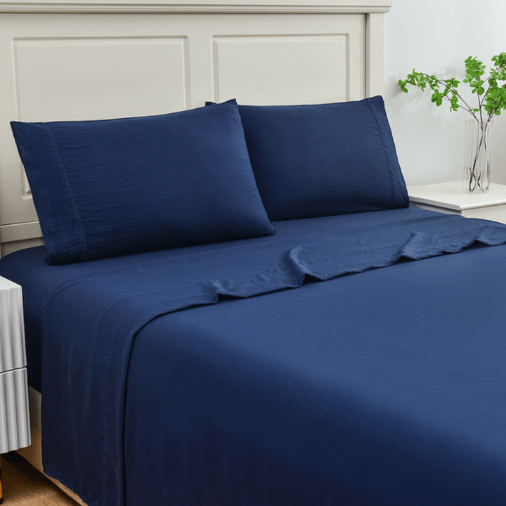 Juego De Sábanas Para Cama Tamaño Matrimonial Color Azul Marino