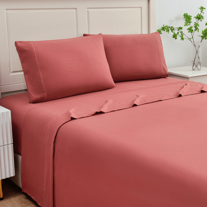 Juego De Sábanas Para Cama Tamaño Individual Color Terracota
