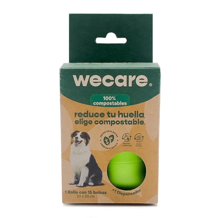 Bolsa Para Mascotas Wecare 1 Rollo Con 15 Piezas + Dispensador