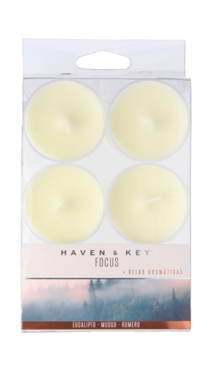 Haven And Key Wellness Focus Tea Light Vela Aromática 6 Pz