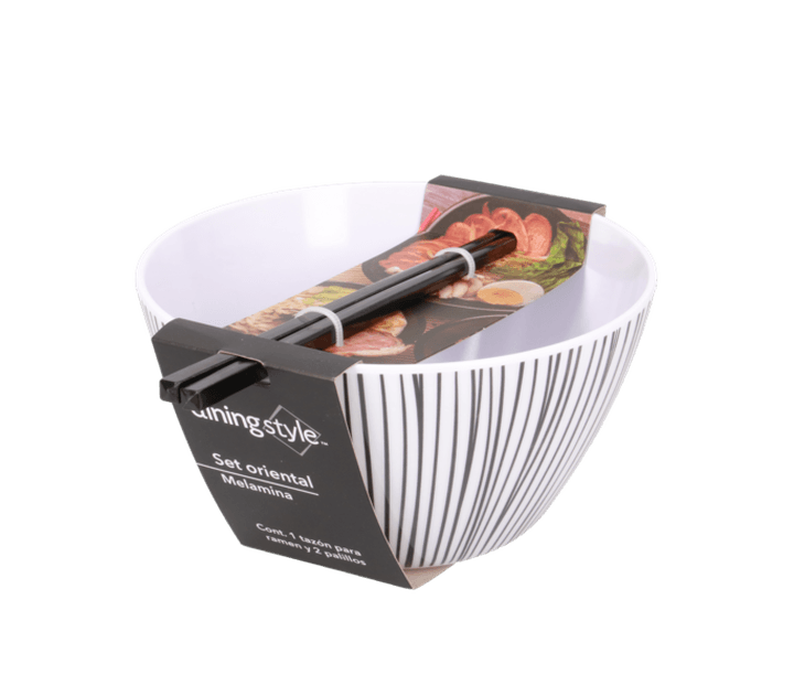 Set Oriental Tazón De Ramen Con Palillos Melamin 1 Pz
