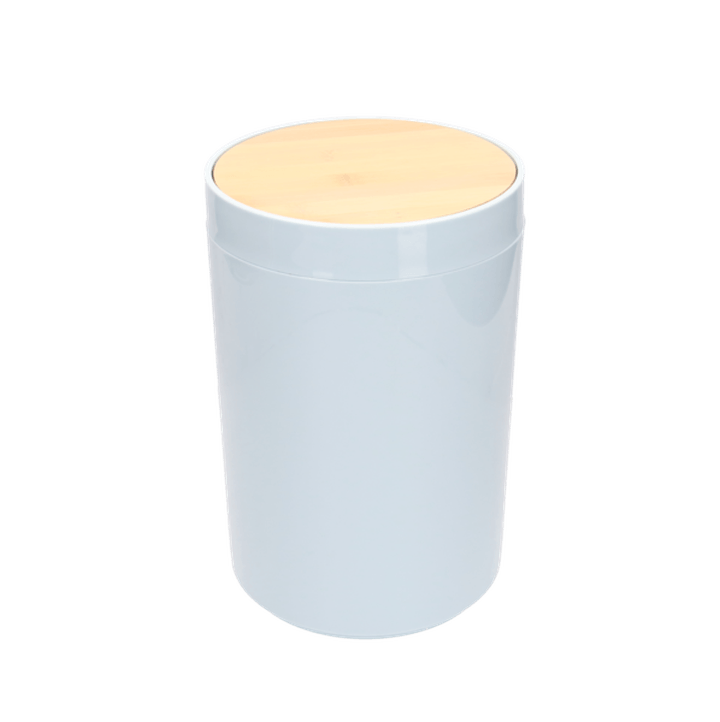 Bote De Basura De Plastico Celeste Con Bambu 18 X 1 Pz