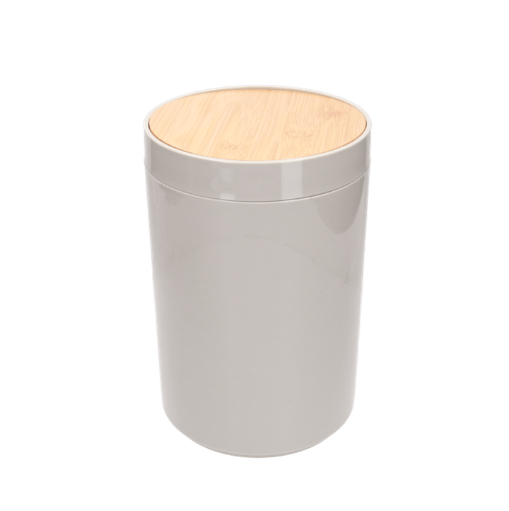 Bote De Basura De Plastico Gris Claro Con Bambu 1 1 Pz