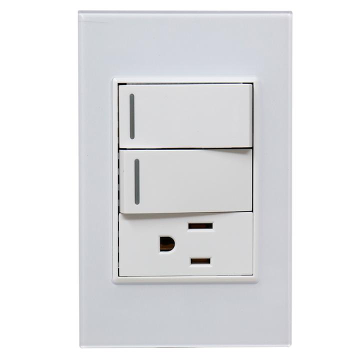 Apagador Doble Y Enchufe Con Placa 1 Pz