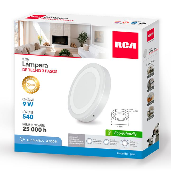 Lampara De Sobreponer De 3 Pasos 9w, Luz Blanca 1 Pz