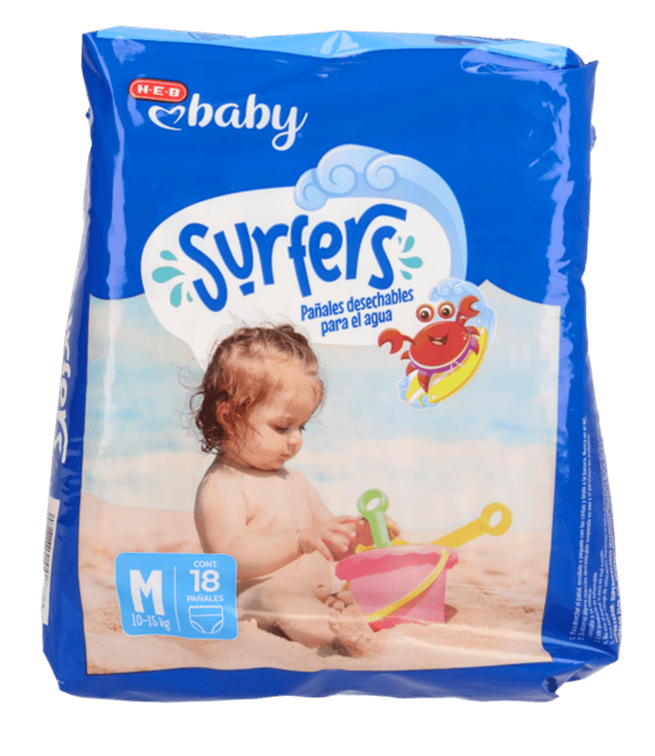Heb Baby Pañales Acuáticos Surfers Tamaño Mediano Con 18 Pz