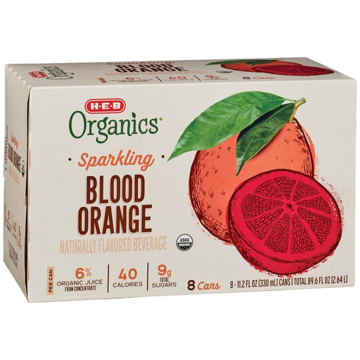 Heb Organics Sparkling Water Blood Orange 8 Pack 330 Ml