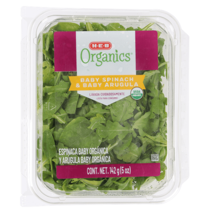 Heb Organics Baby Spinach & Baby Arugula 142 G