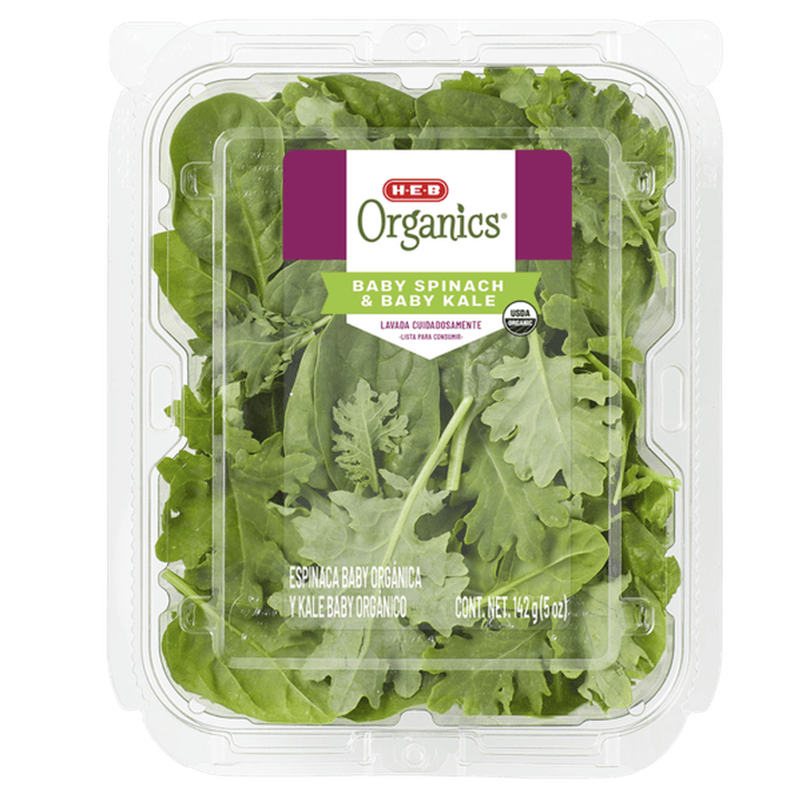 Heb Organics Baby Spinach & Baby Kale 142 G