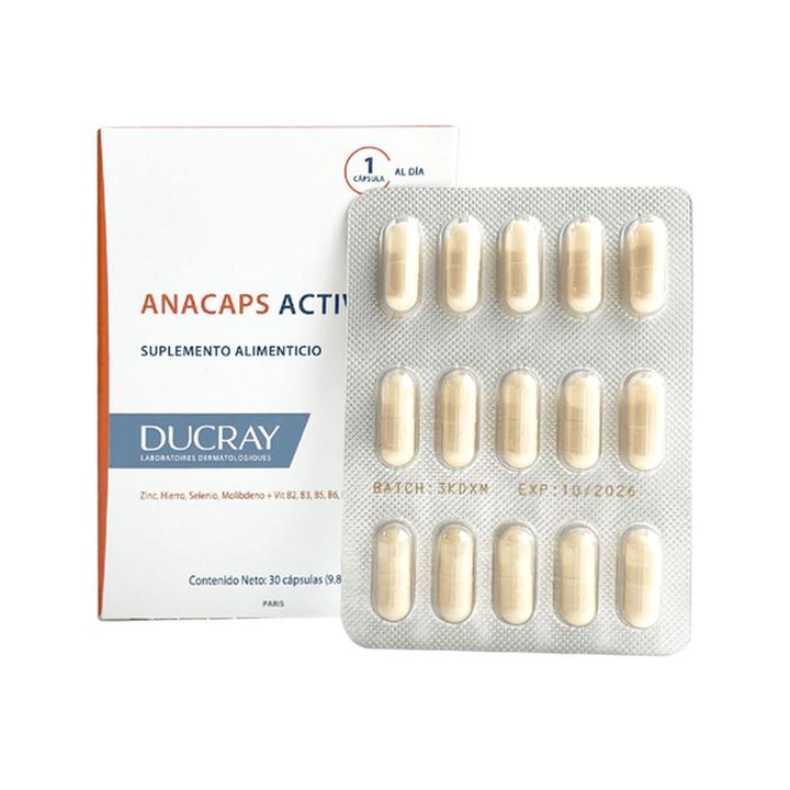 Ducray Anacaps Activ + Suplemento Alimenticio Con 30 Cápsulas
