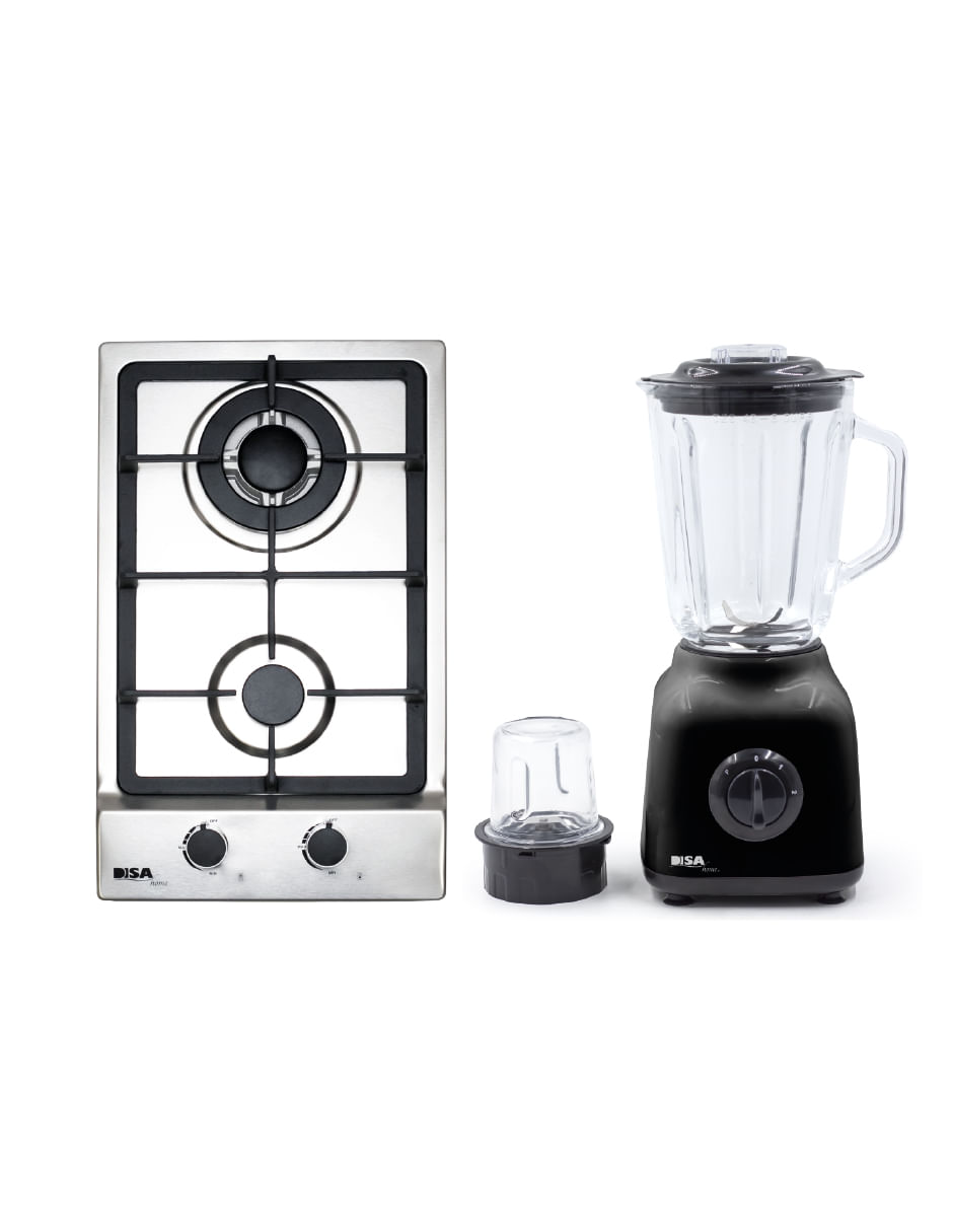 Combo Disa Home Parrilla A Gas 2 Quemadores Acero Inox Y Licuadora Pro 3 Vel