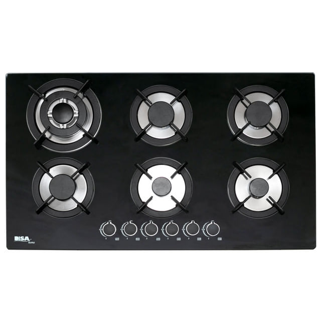 Parrilla Empotrable A Gas Disa Home Cristal Templado 86 Cm Paemc-6 - Negro