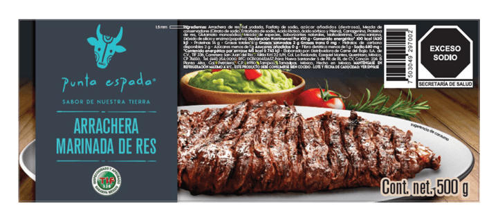 Punta Espada Arrachera Marinada 500 G