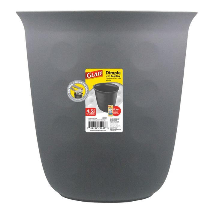 Bote De Basura Ovalado Con Aro Para Bolsa Glad Gri 1 Pz