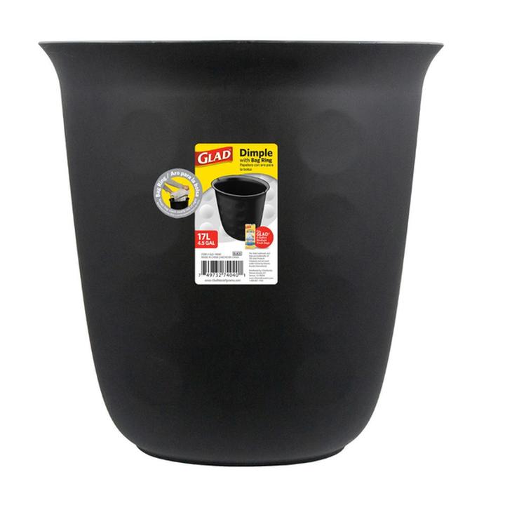 Bote De Basura Ovalado Con Aro Para Bolsa Glad Neg 1 Pz