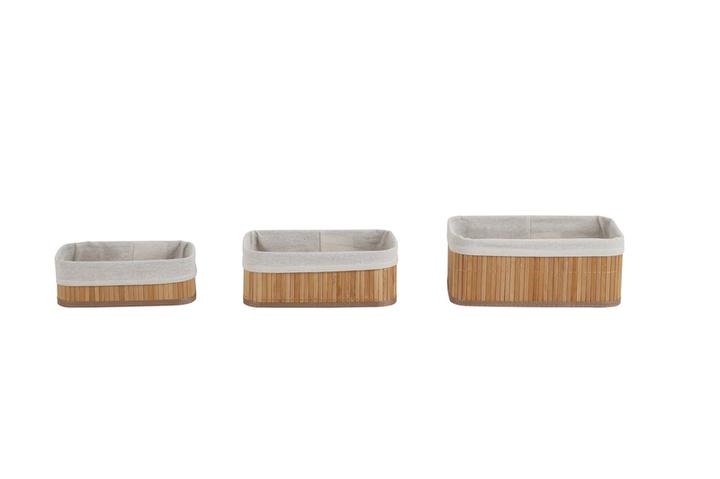 Set De 3 Piezas Con Tela Canastas Con Bambú 1 Pz