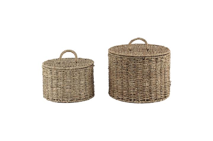 Set 2 Canastas Con Tapa 30 Cm Y 25 Cms Alto 1 Pz